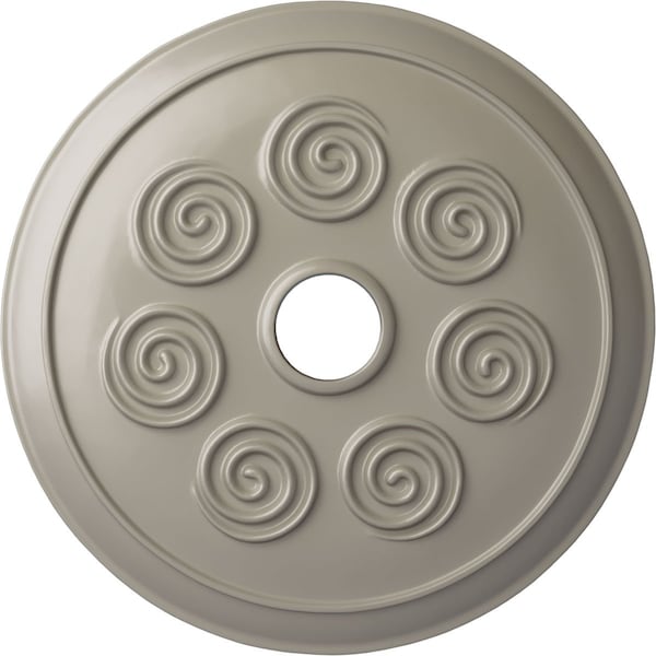Ekena Millwork Spiral Ceiling Medallion (Fits Canopies up to 4"), Hand-Painted Pearl White, 25 1/4"OD x 4"ID x 2"P CM25SPPWS - main